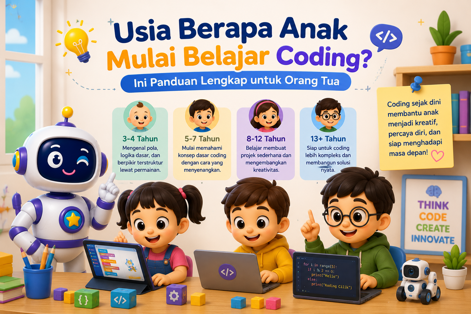 Ilustrasi anak mulai belajar coding di berbagai usia